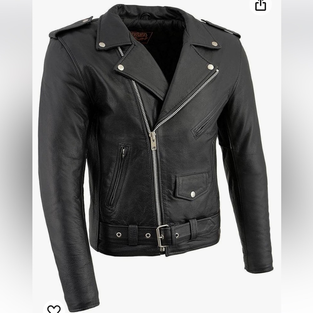 MILWAUKEE LEATHER THE LEGEND CLASSIC POLICE STYLE LEATHER MOTORCYCLE JACKET- XXL